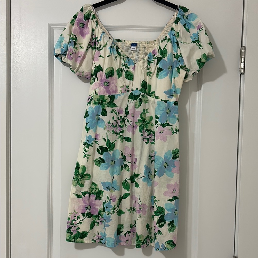Floral Print Dress with Puff Sleeves